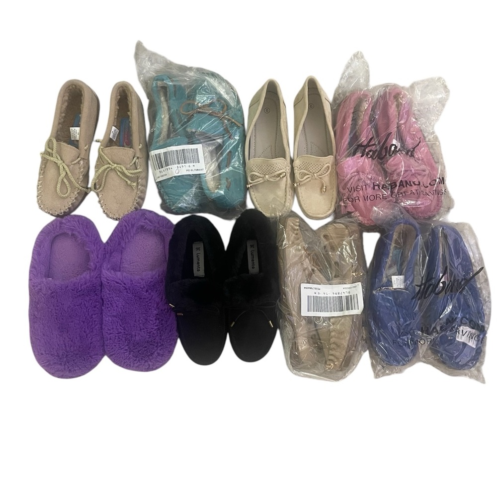 Sz 5 - 6 Variety Pack‎ of Women's Loafer Moccasins Slippers Beige Tan Black Blue